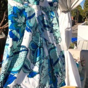 Ann Taylor Loft Strapless Blue Floral Dress